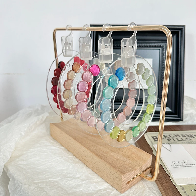 Circular Acrylic Display Board Nail Polish Nail Polish Adhesive Color Board Style Display Stand Solid Wood Display Table Metal