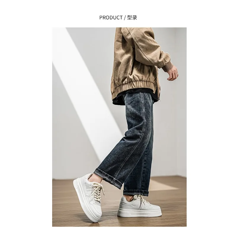 Male 2026 Spring Korean-Style Streetwear Y2K Skate Shoes Leather Thick-Sole Height-Increase Daily Low-Top Footwear