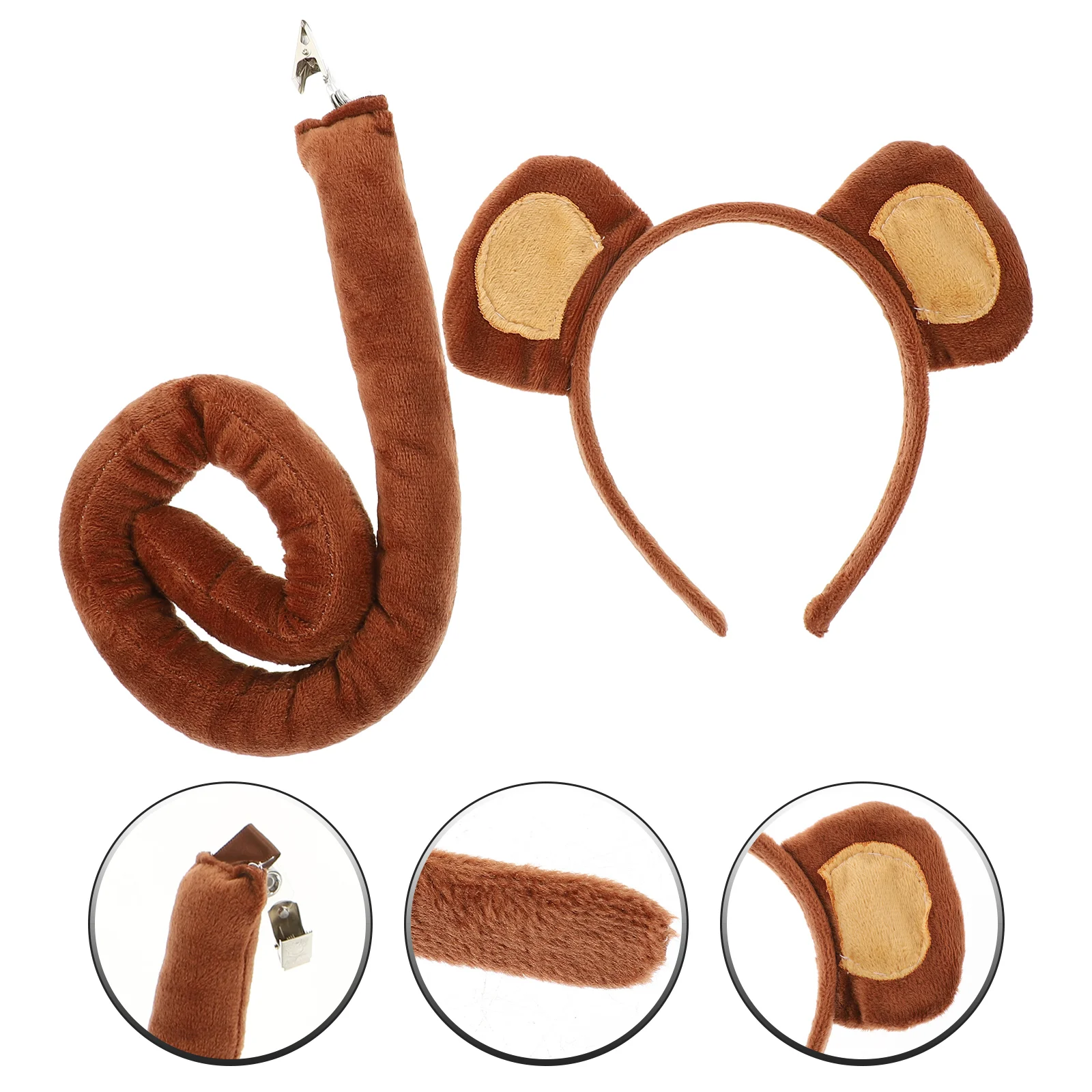 Animal Monkey Headband Set Accessories Decoration Children's Performance Dress up Tail Detachable (clip Version) Ear Props