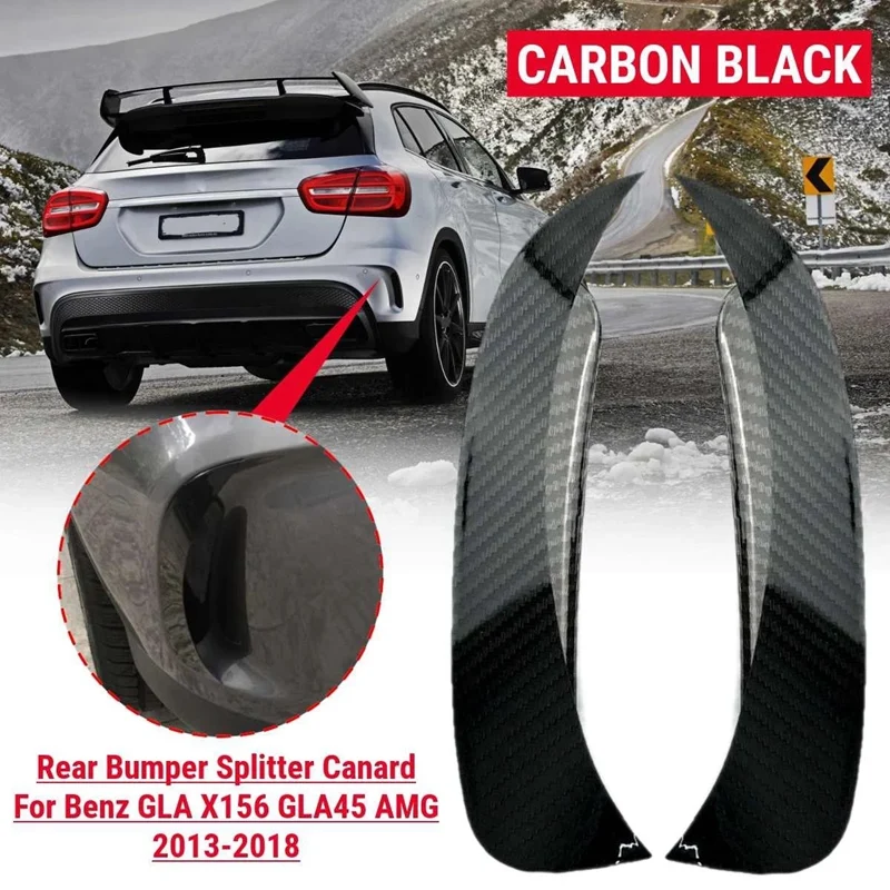 2X Rear Bumper Vent Cover Flaps Splitter Trim Carbon Fiber Style For Mercedes-Benz GLA 200 250 X156 GLA45 AMG 2013-2018