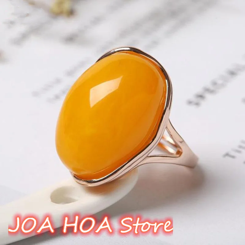 Natural Baltic Amber Silver Adjustable Mens Women Blood Amber  Fashion Jewelry Accessories  Ladies Beeswax Ring