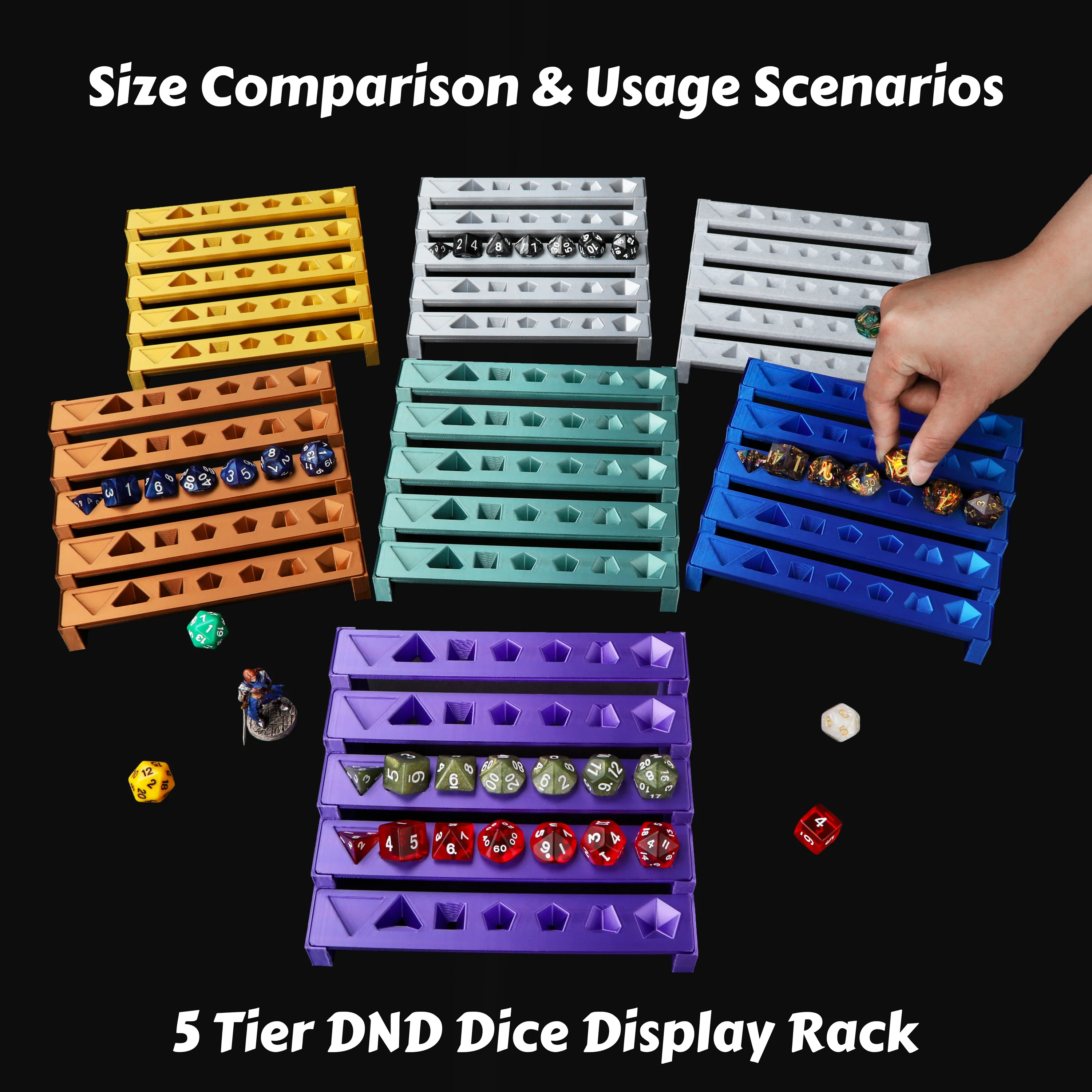 Dice Stand Collection–RPG Dice Display Rack, Easy Assembly Dice Holder, Compact Storage Solution for Tabletop Roleplaying Game