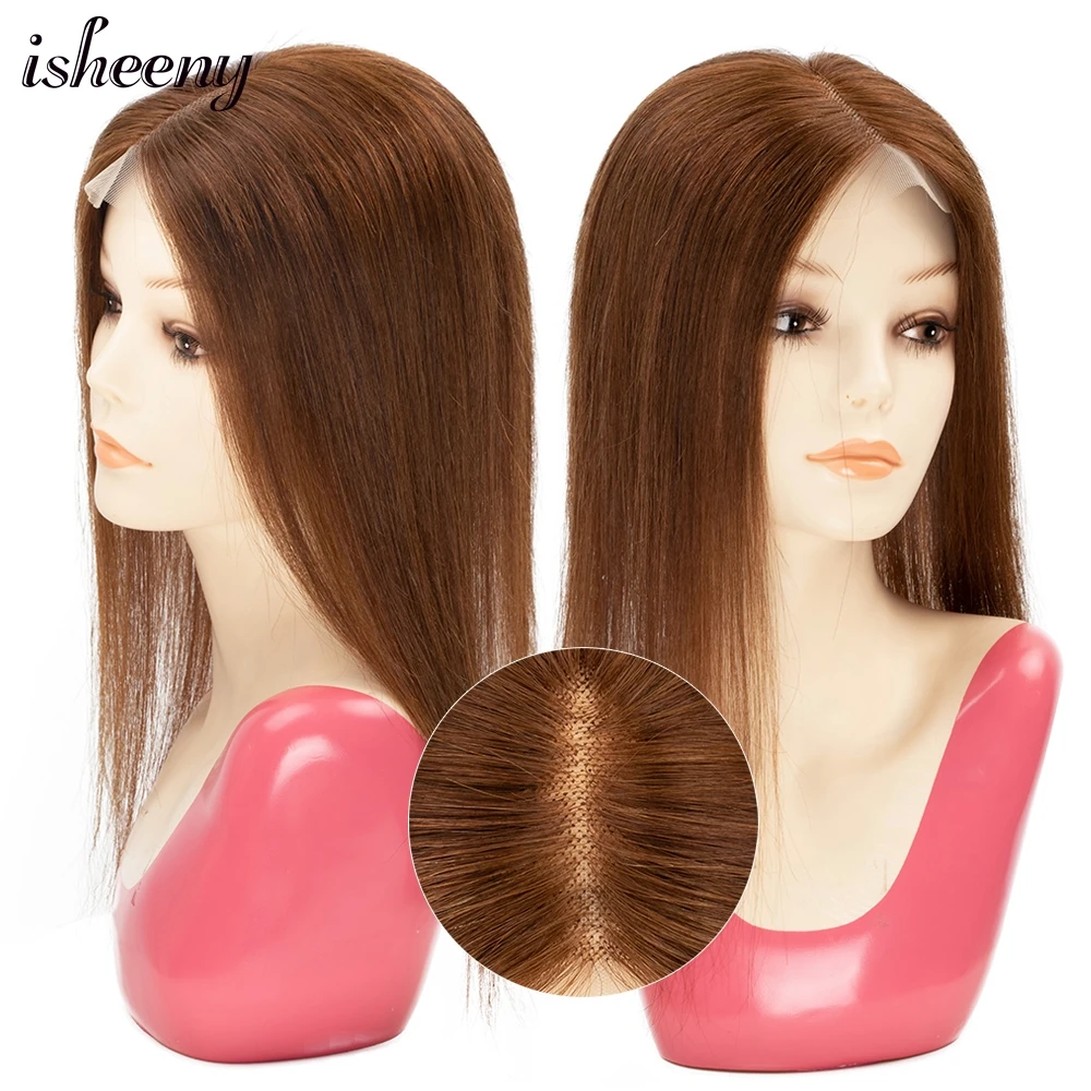 女性用ナチュラルヘアウィッグ10-14-18-13x13cmtパーツクリップオントーピー中央パーツレミーヘア