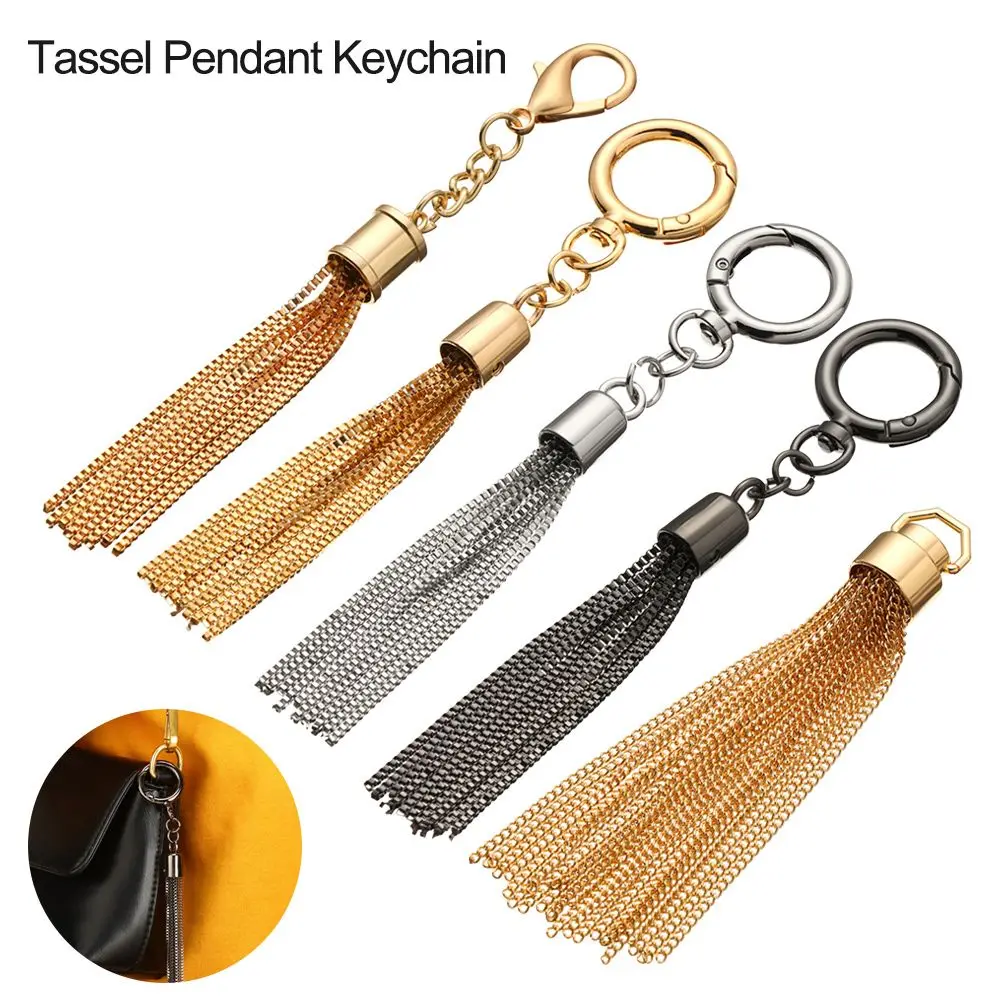 Fashion Tassel Pendant Keychain Shoulder Bag Tassel Metal Buckle Tassels Pendant Handbag Decoration Purse Hardware Accessories