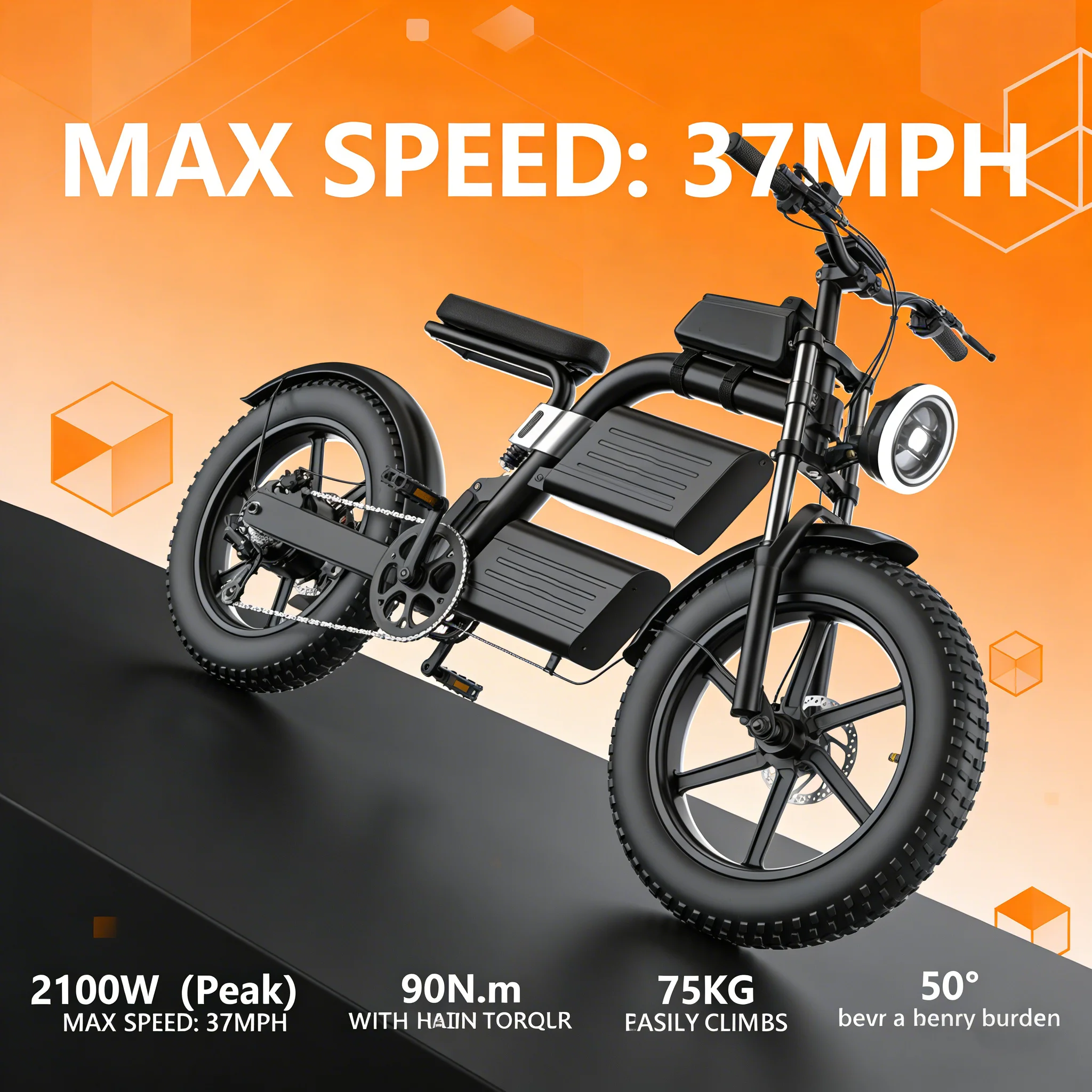 

Readygo EKXBIKE E20 Dual Battery Ebike 2000W 60V40Ah FatTire ElectricMountain Bicycle 75KM/H OffRoad 20Inch Powerful motorcycle