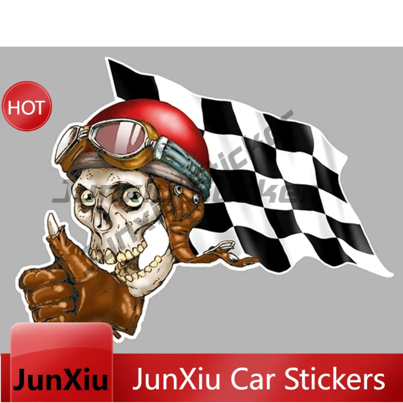 Tete Mort Gauche Racing Skull Head Moto Biker Da101G Waterproof Vinyl Decal Car Sticker For Auto Bumper Window Outdoor