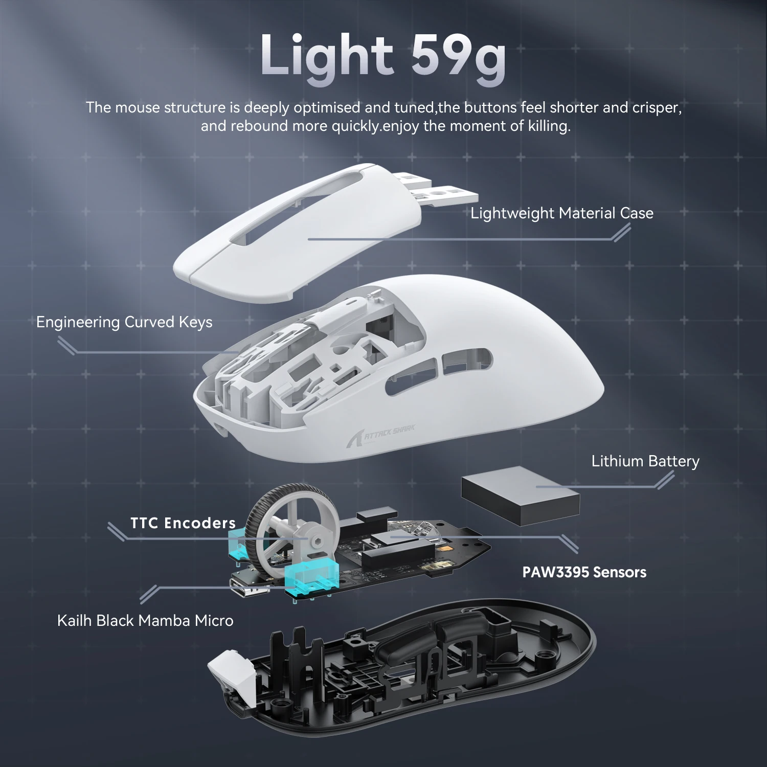 4K/8K Wireless Gaming Mouse, 26K DPI, Tri-Mode (Wired/2.4GHz/BT5.2), Lightweight,ATTACK SHARK X3/X3PRO PAW3395 Sensor For Gamer