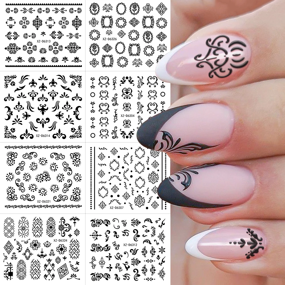 สติกเกอร์ติดเล็บลายดอกกุหลาบและเดซี่สีดำสุดหรู 30 ชิ้น แบบติดเอง ลายดอกไม้ สำหรับตกแต่งเล็บสไตล์สาวหวาน