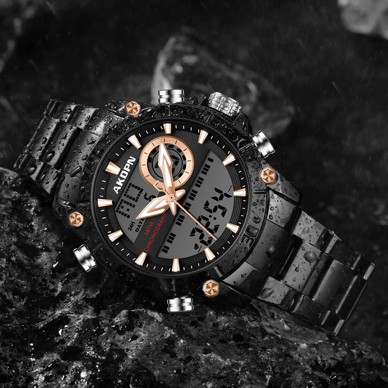 남성용 손목 시계 스포츠 손목 시계 남성용 방수 디지털 Led 남성 시계 군사 스포츠 스테인레스 스틸 남자 손목 시계