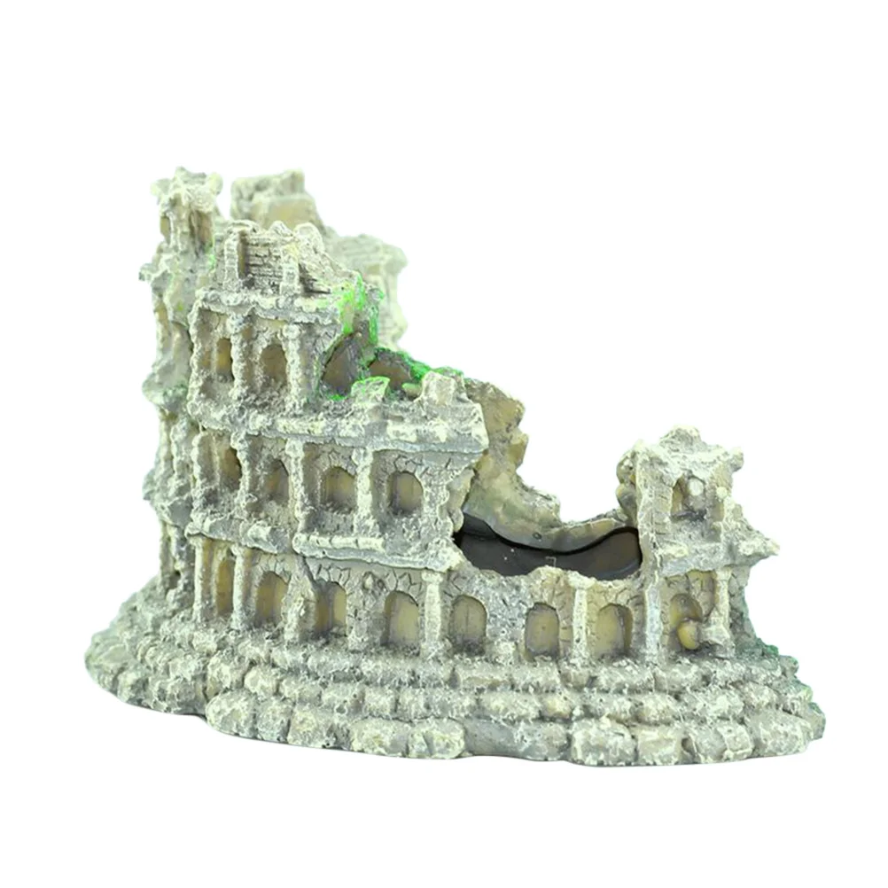 

Simulation Colosseum Aquarium Ornament Resin Decoration Unique Environment Fish Tank Adornment Safe Durable Fish Tank Decor