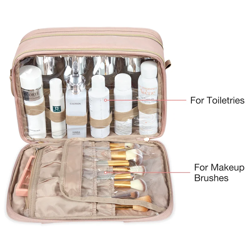 BAGSMART Large Toiletry Bag Water-resistant Makeup Organizer Cosmetic Bag Travel Bag for Accessories Shampoo Container Toiletrie