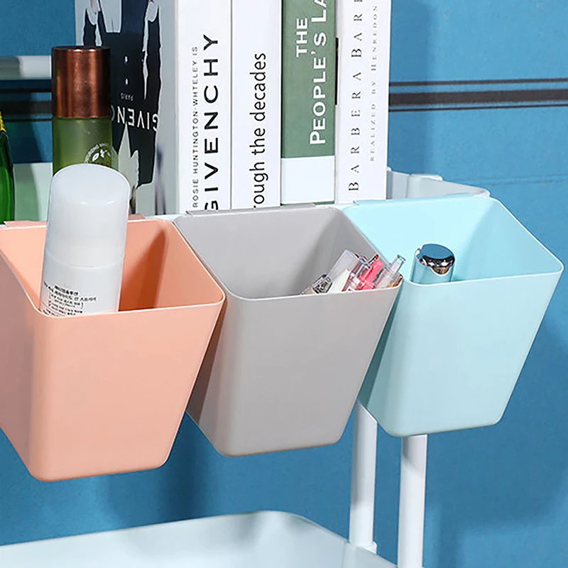 Plastic Hanging Storage Buckets for Trolley Portable Bedside Hanging Basket Household Back-mounted Kitchen Hanging Basket