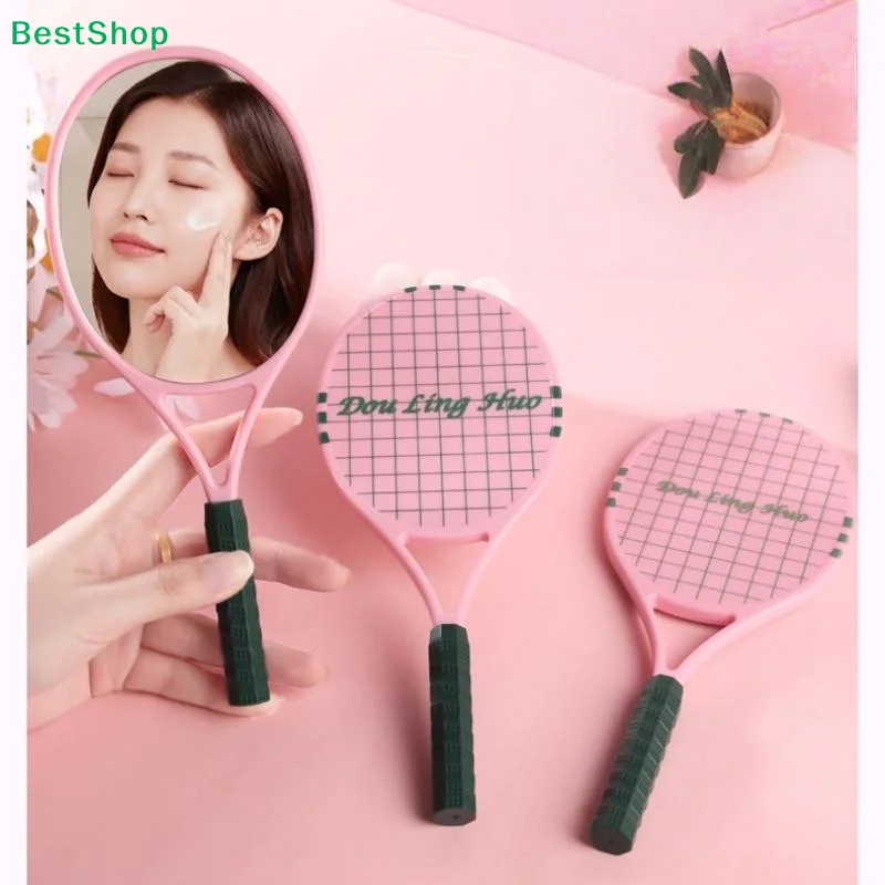 ✂ Tennisschläger-Handspiegel, Kosmetikspiegel mit Griff, kompakter Schminkspiegel für Damen, für SPA, Salon und Make-up.