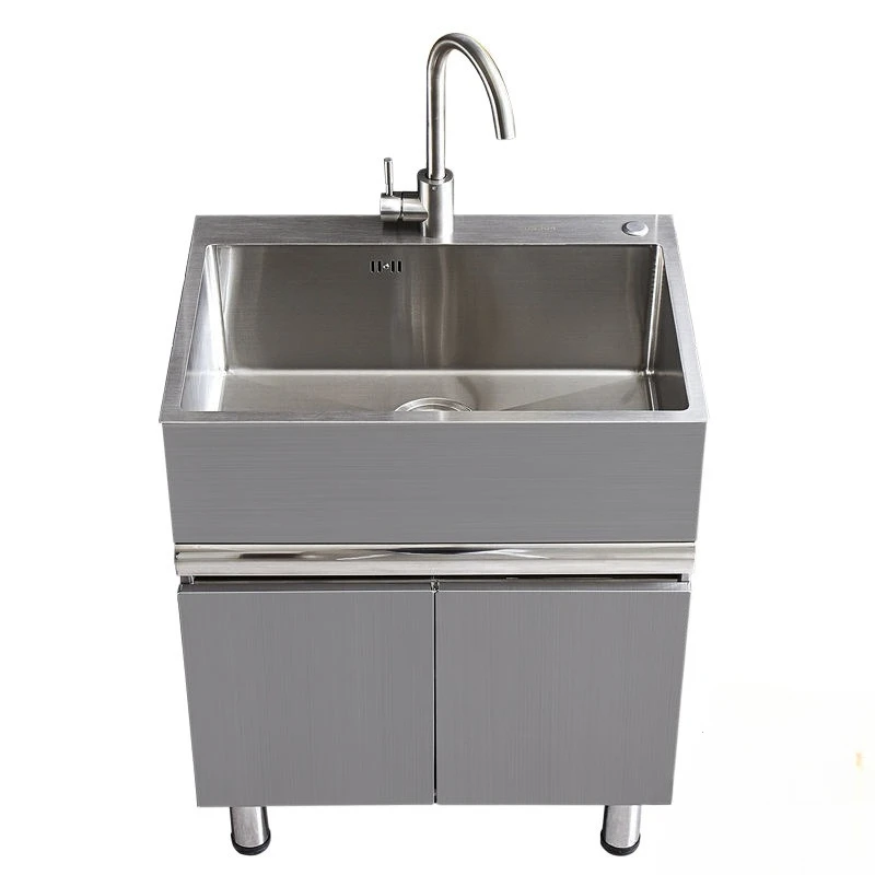 Mobile lavanderia in acciaio inossidabile 304, balcone, mobile lavabo integrato con lavabo, lavabo, mobile in legno massello combinato