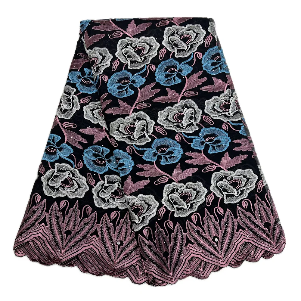 Hot Sale Printed Cotton Lace Fabric 2025 Fashion Cotton Swiss Voile Lace Women African Embroidery Lace For Evening Dresses