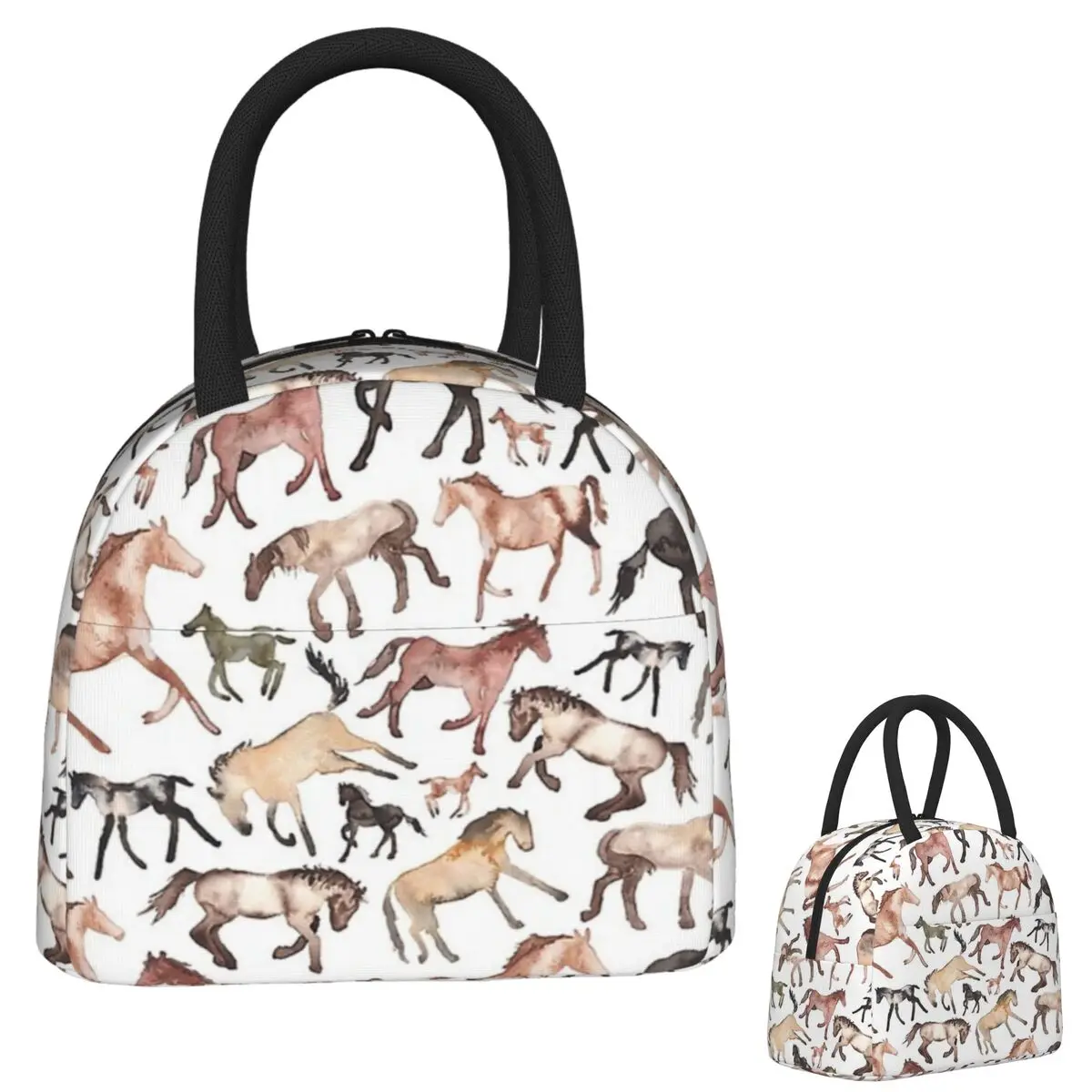 

Horses Insulated Lunch Bag for Women Children Leakproof Food Boxes Thermal Lunch Box Tote