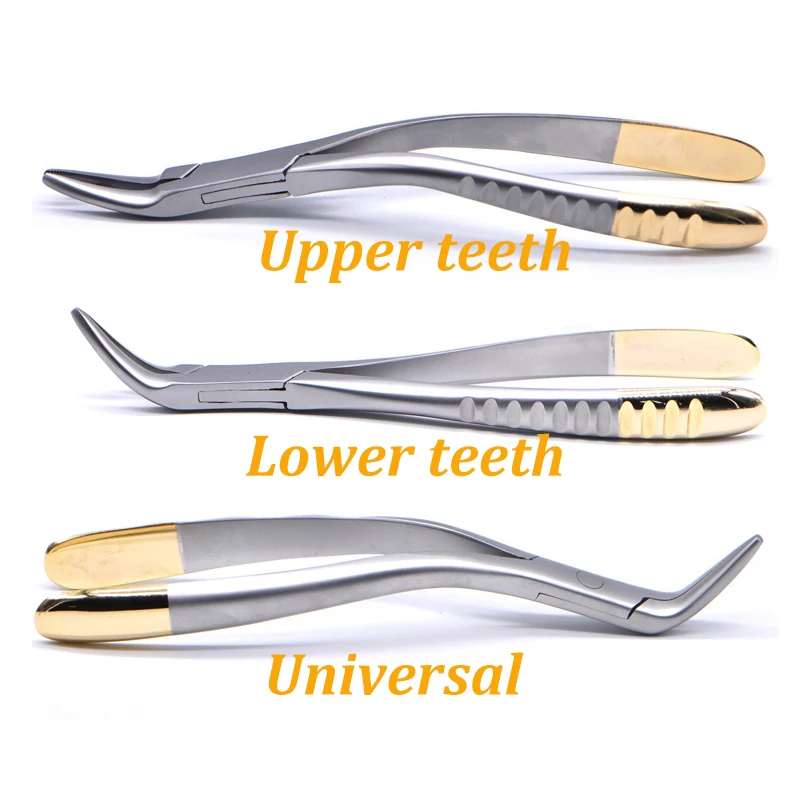 Dental Residual Root Tweezers Tooth Extraction Forceps Curved Maxillary Mandibular Teeth Universal Pliers Dentist Tools 3Pcs/set