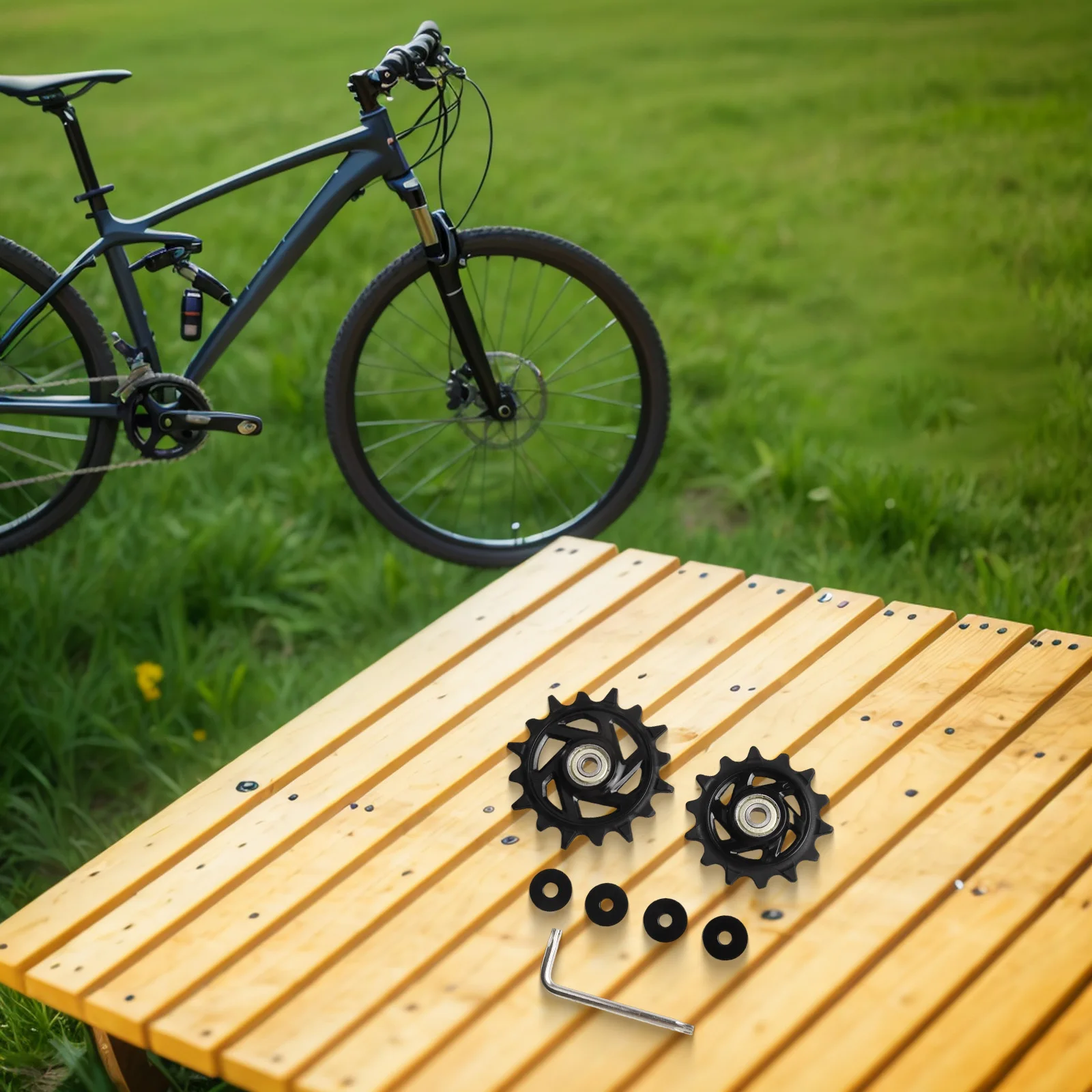 

Bicycle Rear Pulleys Kit Derailleur Pulley 12-speed 14+16T 2Pcs Quiet Operation Steel Bearing Quick Installation