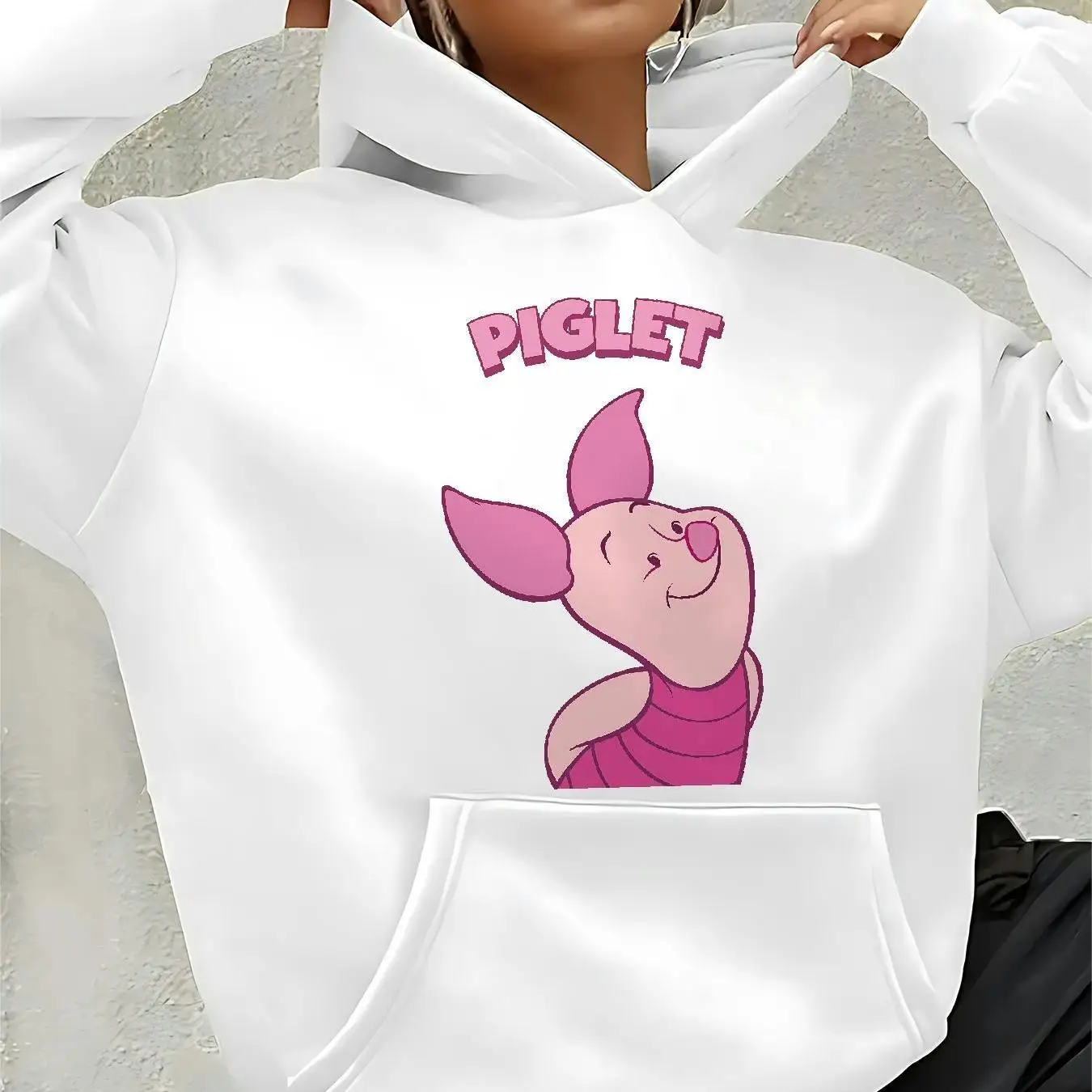 Sudaderas con capucha Disney Piglet para mujer, ropa de calle de gran tamaño a la moda, sudaderas con capucha Unisex, sudaderas de lana informales y versátiles para otoño e invierno