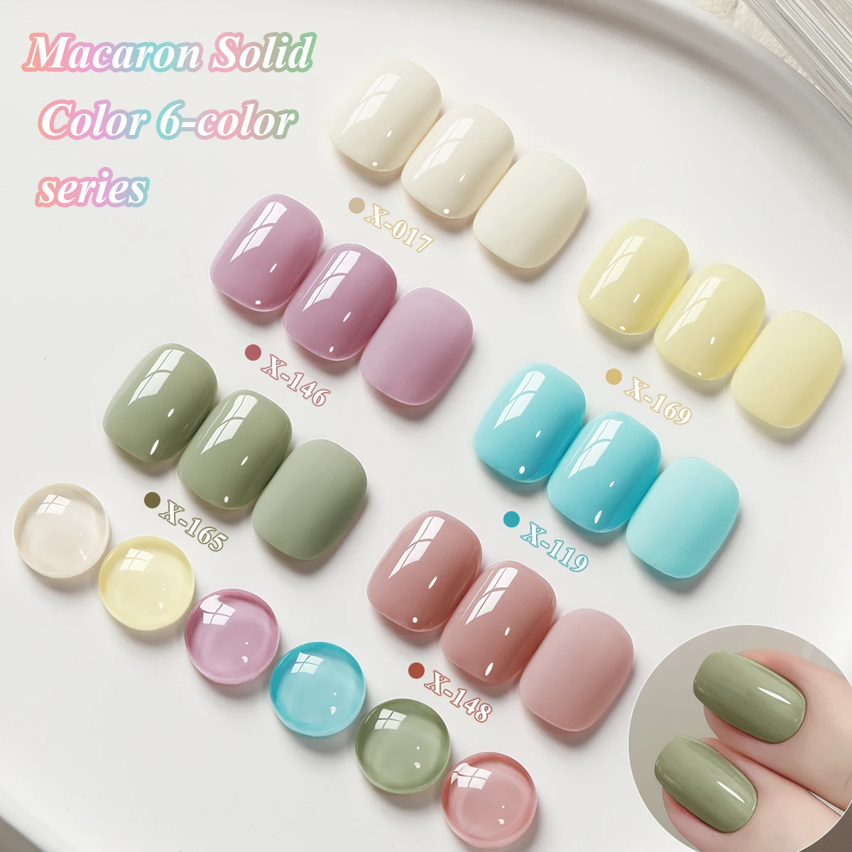 XEIJAYI Macaron 6pcs/set--Trendy Pastel Shades Long-Lasting Quick Dry  Soak Off Formula for DIY Salon Manicure
