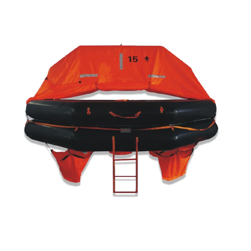 Marine Life Raft, 6-Person Inflatable Safety Boat for Sea Fishing Vessel, Emergency Survival Gear