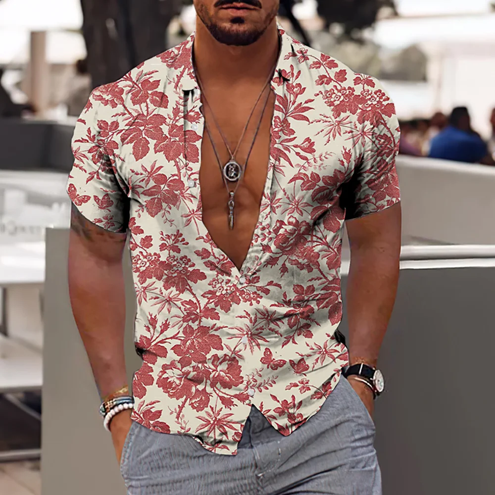 2024 Coconut Tree Shirts For Men 3d Printed Men\'s Hawaiian Shirt Beach 5xl Short Sleeve Fashion Tops Tee Shirt Man Blouse Camisa