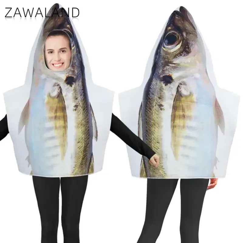 

Zawaland Decapterus Maruadsi Costume Halloween Party Suits Women Funny Fish Disguise Adult Purim Carnival Party Clothes 85x67cm
