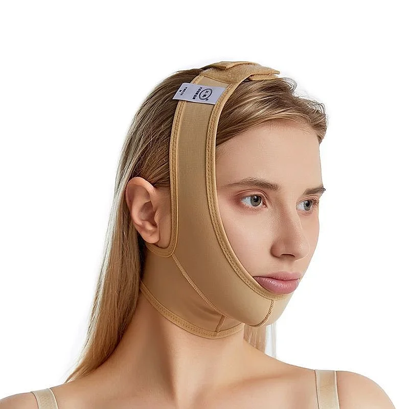 Women's Neck and Chin Compression Clothing Wrap After Surgical Chin Strap