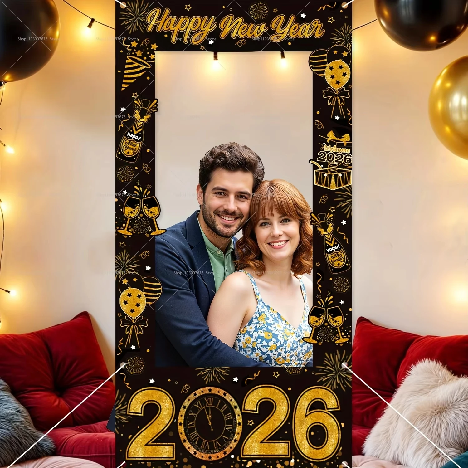 سنة جديدة سعيدة كابينة تصوير الإطار الدعائم 2026 سنة زينة الحفلات استوديو التصوير الدعائم لوازم الحفلات هدايا المهرجان