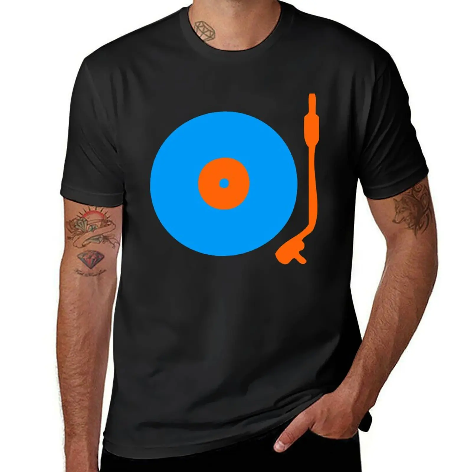 

Blue Orange Vinyl Record Turntable T-Shirt hippie clothes blacks new edition sweat mens white t shirts