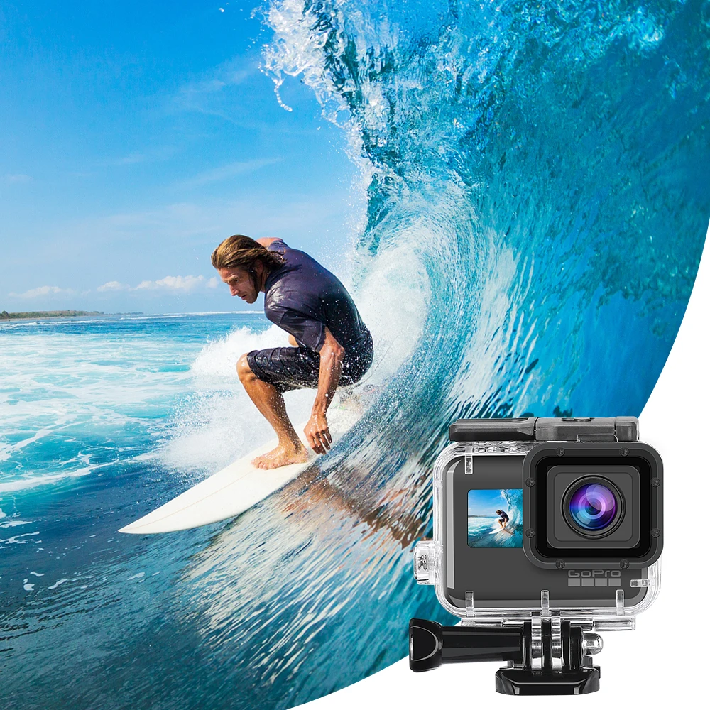 60m subaquática à prova dunderwater água caso capa fos gopro go pro hero 7 6 5 preto mergulho proteção habitação câmera ação acessórios