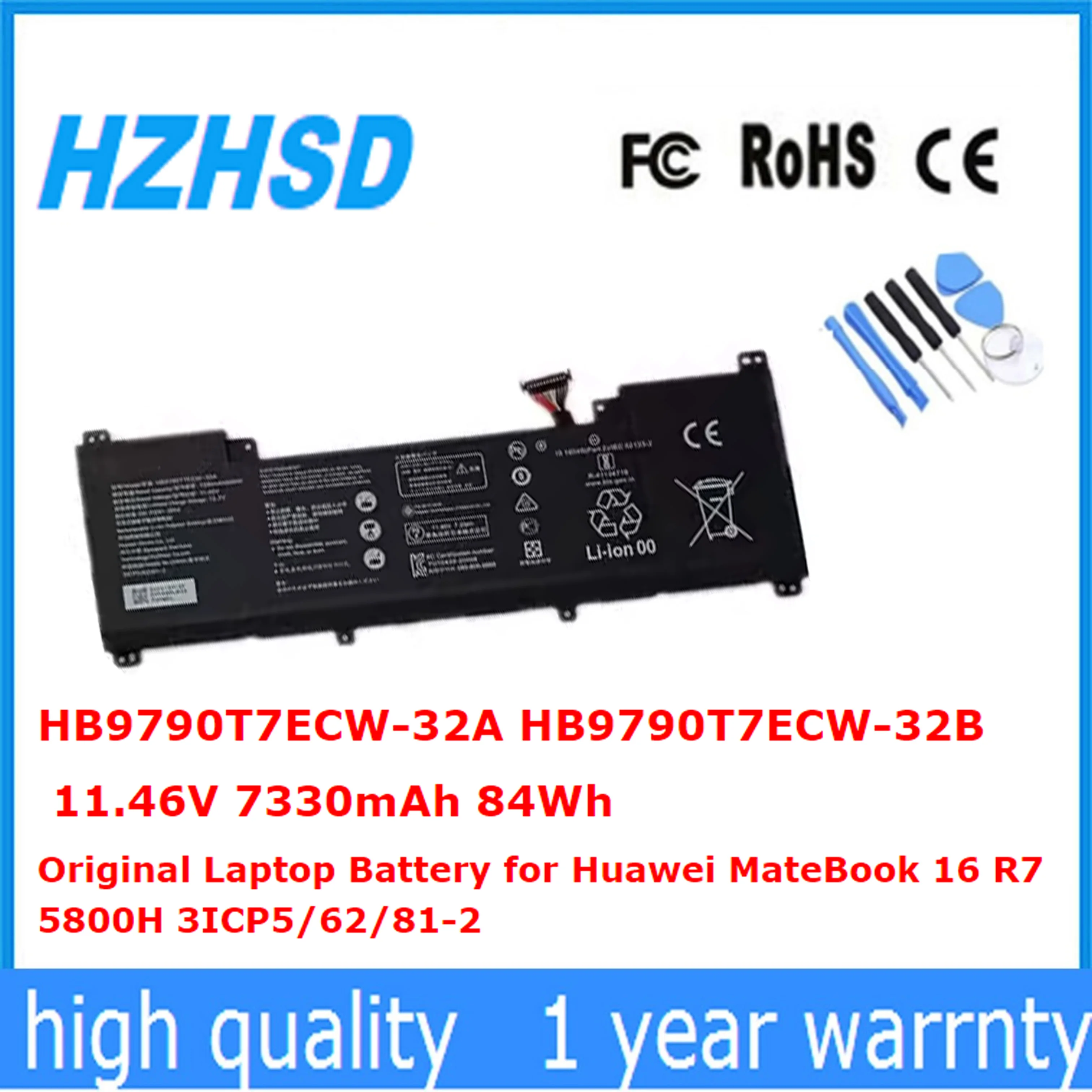 

HB9790T7ECW-32A HB9790T7ECW-32B 11.46V 7330mAh 84Wh Original Laptop Battery for Huawei MateBook 16 R7 5800H 3ICP5/62/81-2