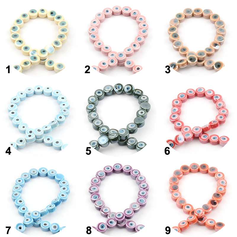 8.5mm Mixcolor Eye Ceramic Beads For Jewelry Making Diy Bracelet Round Eye Spacer Porcelain Loose Beads Accessories