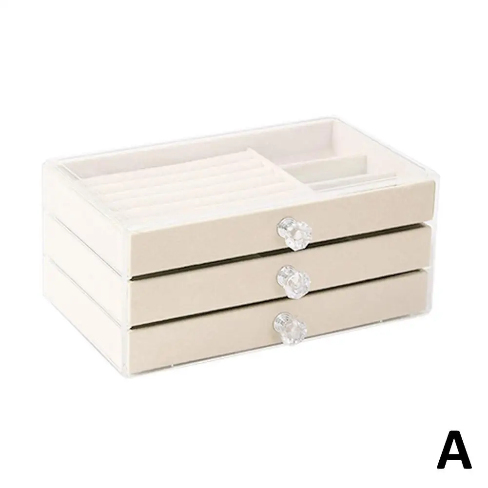 Velvet Multi-layer High-end Storage Jewelry Box Large Capacity Display Acrylic Jewelry Organizer For Earrings Studs Necklac G9W3