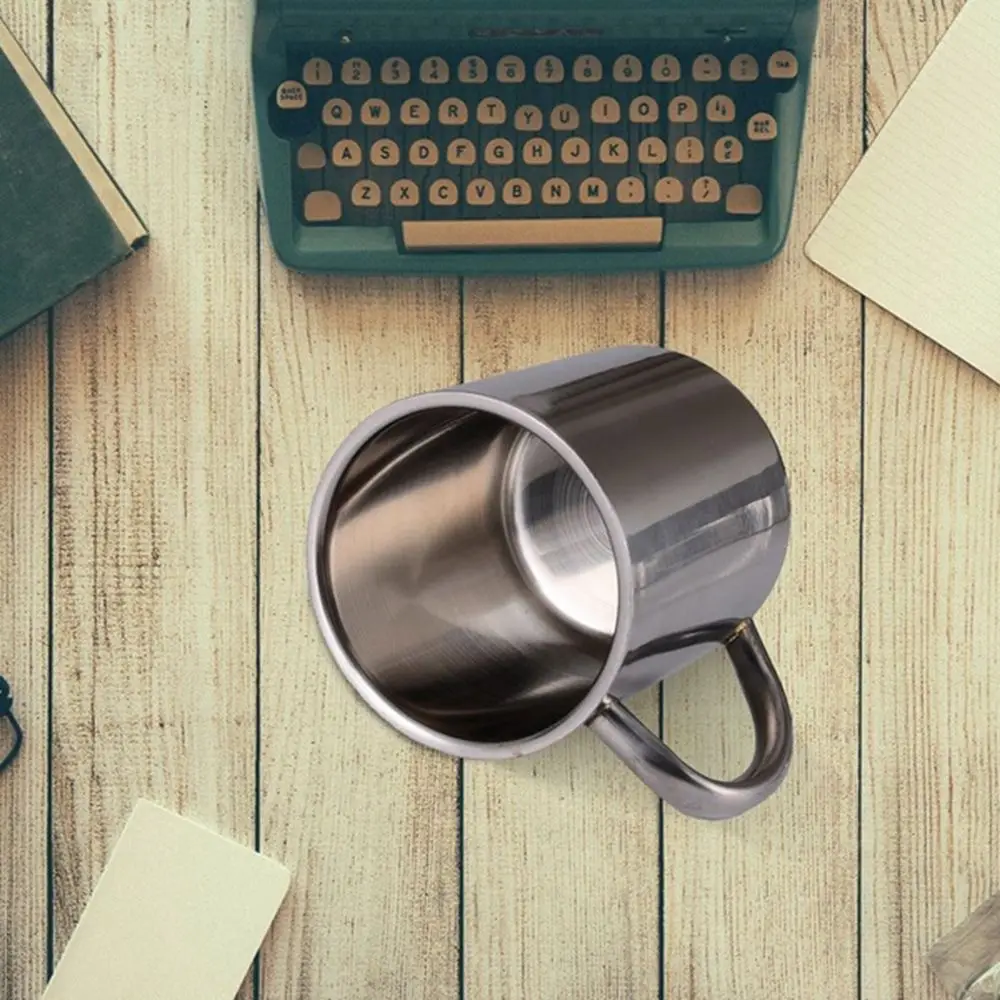 

Anti-scalding 300ml Stainless Steel Double Wall silver with handle Water Bottle Coffee Mug Tea Cup Mug Cup