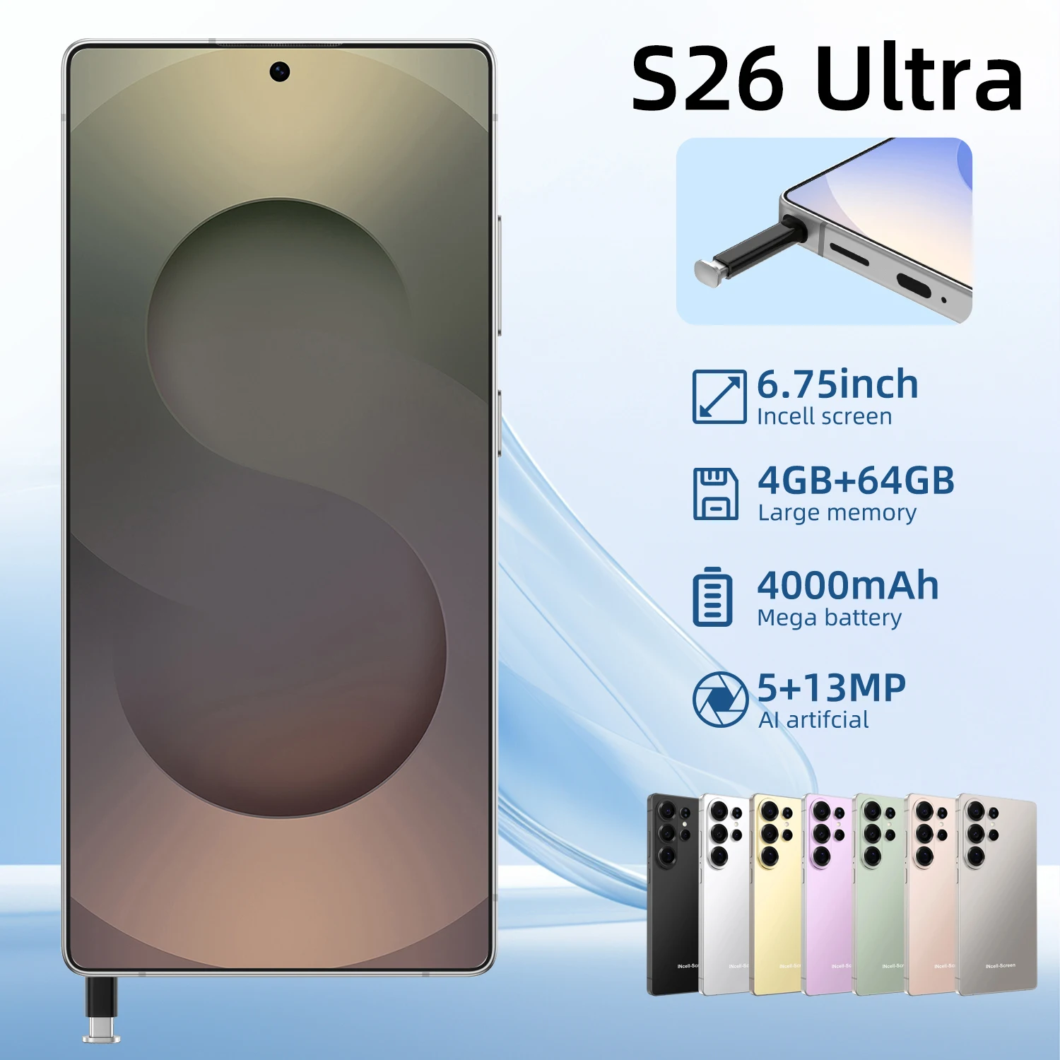 Smartphone S26 Ultra 5G: Tela 7.3", Bateria 8000mAh, Dual Chip