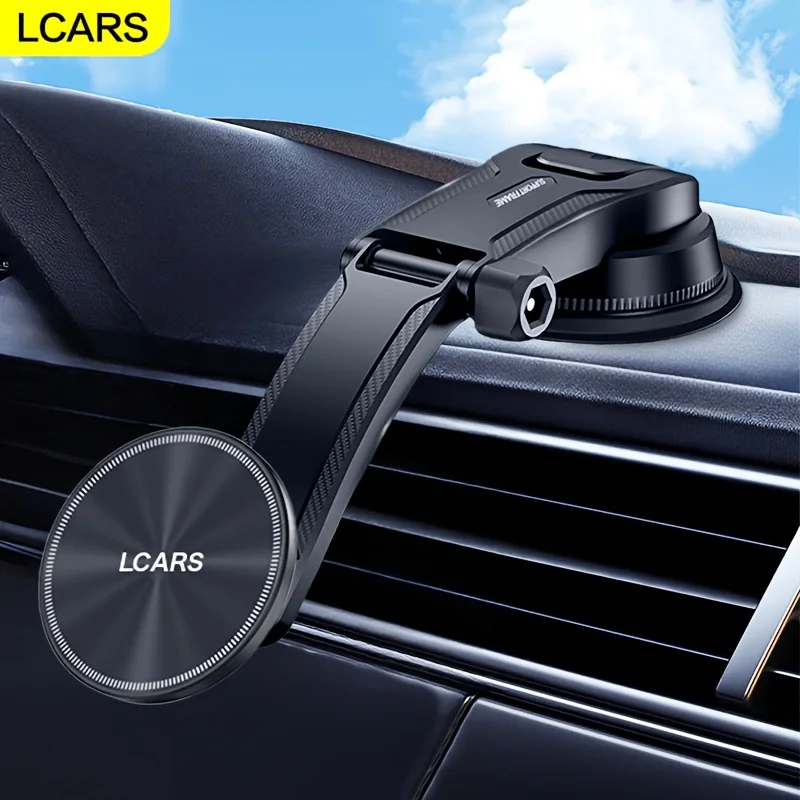 Lcars verstellbarer magnetischer Handyhalter für das Auto mit starkem Saugnapf, 360-Grad-Drehung, Armaturenbretthalterung, geeignet für Smartphones, GPS-Navigation, magnetischer Stützständer