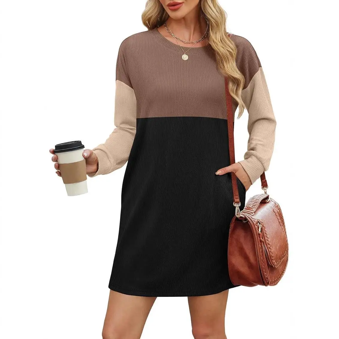 

Женский длинный свободный свитер-худи Dr. Comfortable из полиэфирного волокна, повседневный, однотонный, зимняя коллекция, цельный крой