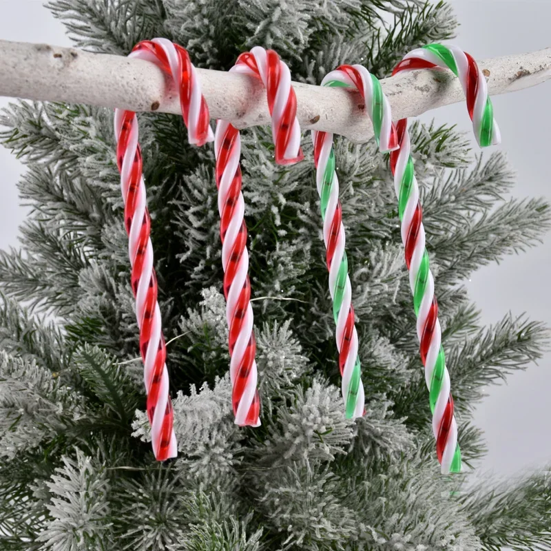 Christmas Candy Canes Acrylic Twisted Crutch Xmas Tree Hanging Pendant New Year Party Home Decoration Ornaments Gifts Wholesale