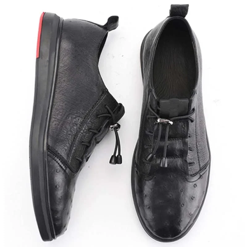 dae male ostrich leather shoes new tide male  casual soft rubber bottom Men