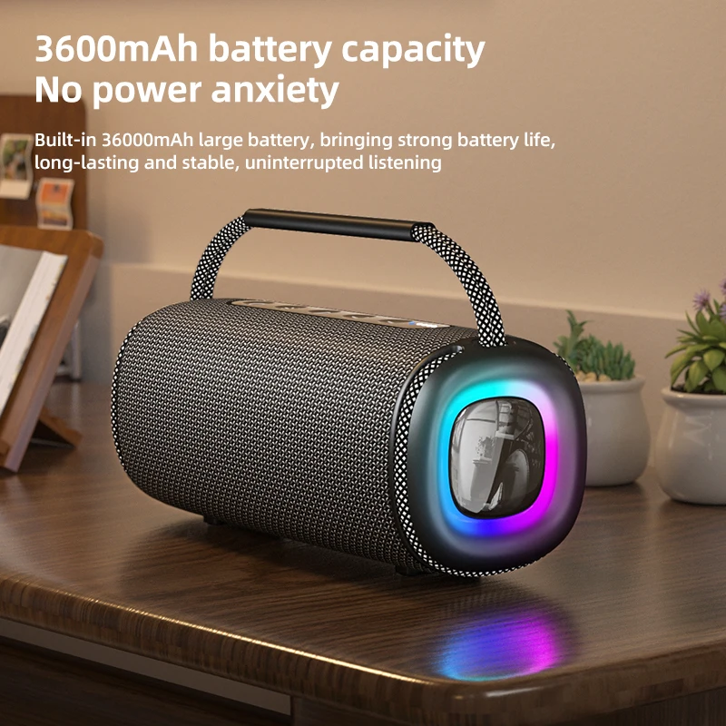 

Outdoor portable wireless Bluetooth speaker with subwoofer and RGB light 30W dual diaphragm HIFI lossless stereo sound quality