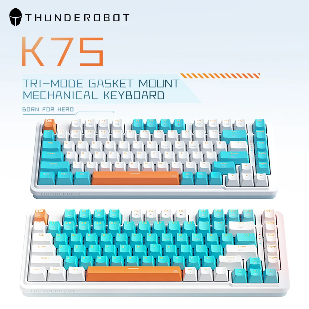 K75 Mechanical Keyboard THUNDEROBOT 75 Keys RGB Hot Swappable Red Switch 2.4G Wireless Keyboard Bluetooth for PC Laptop Win/Mac