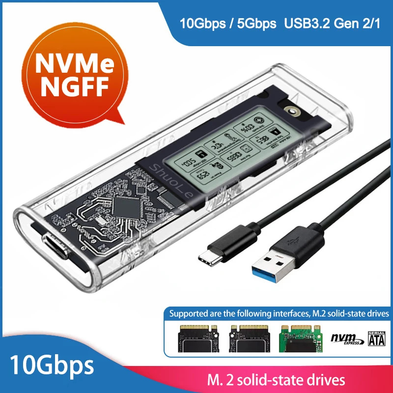 Imagem -06 - Disco Rígido Nvme Ngff tipo 3.2 Solid State Drive Case Dual Protocol Detecção de Saúde Digital Inteligente Case de