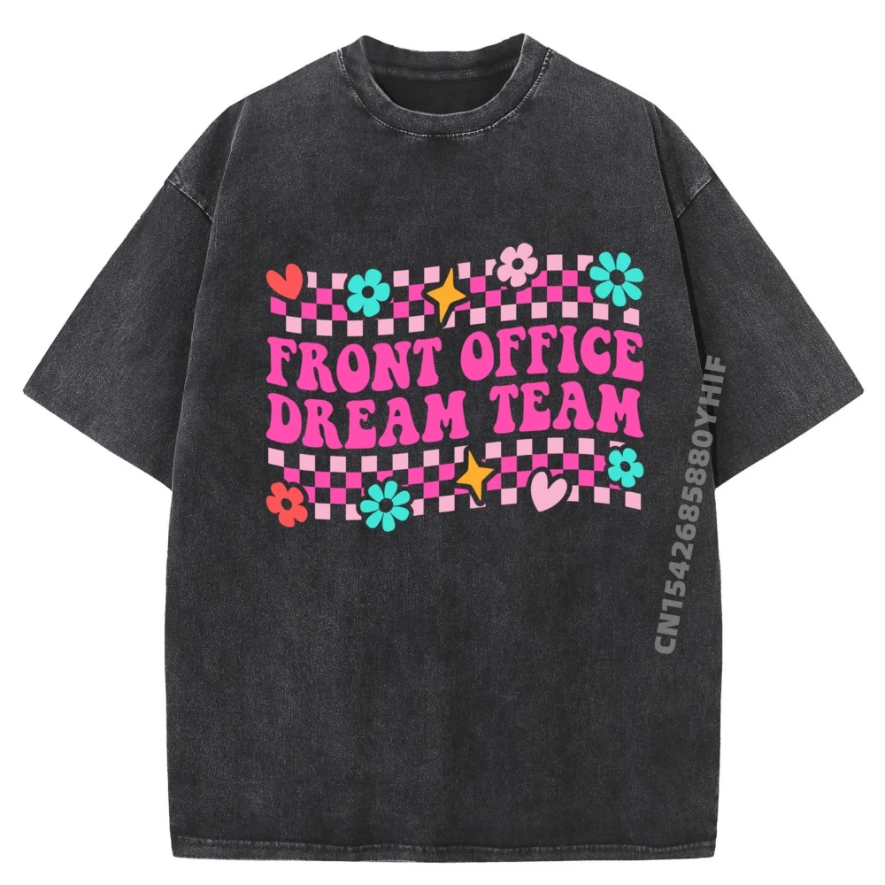 

Front Office Dream Team School Secretary Squad Graphic T Shirts Men Fashion Washed Shirt England Style