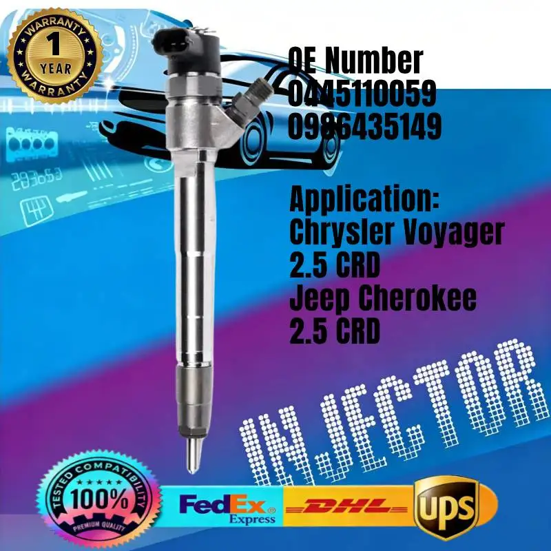 

0445110059 0986435149 5066820AA Common Rail Fuel Injector for Chrysler Voyager Jeep Cherokee 2.5 CRD Engine