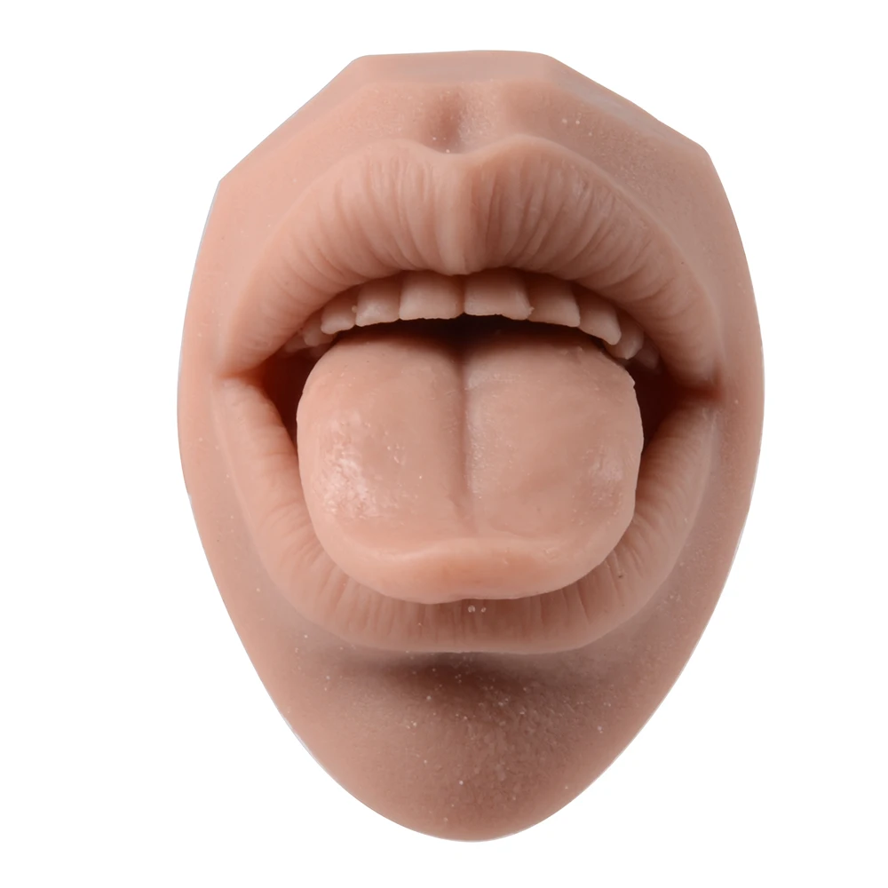 1PC Silicone Mouth Model Tattoo Puncture Practice Body Part Display Lip Teeth Tongue Piercing Jewelry with Acrylic Stand