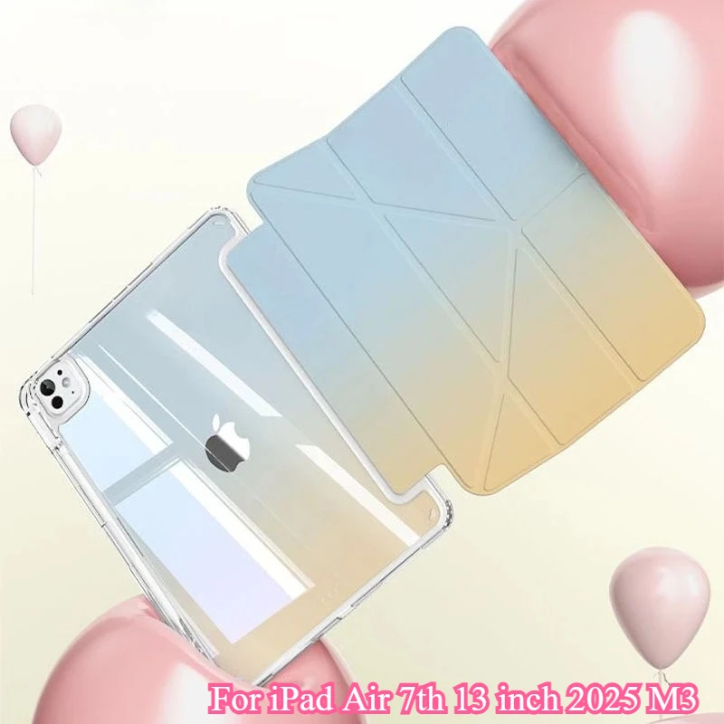 2026 Gradient Y Fold Case for IPad A19 12th A16 11th Pro 11 12.9 5/6th Air 8 4 5 10.9 11/13'' M3 M2 M4 10th 9/8/7th Tablet Cover