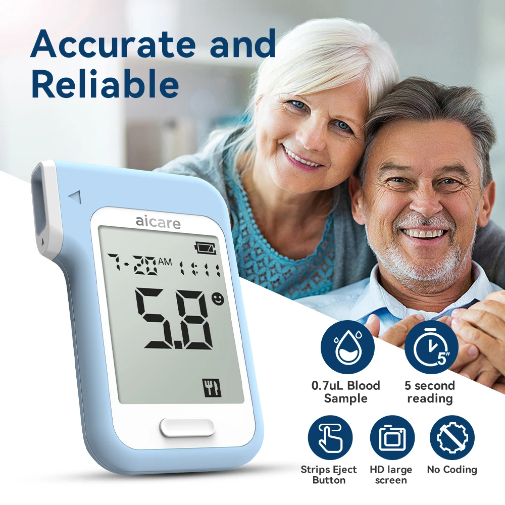 Blutzucker-Monitor-Set mit Blutzucker-Teststreifen und Lanzetten, Glucometer-Lancing-Gerät, Reiseetui, Test für Diabetiker zu Hause – Detail 9