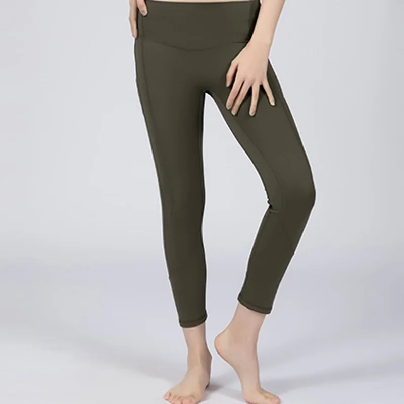 Leggings de cintura alta para mulheres, leggings esportivos com bolso, fitness, corrida, academia, verão