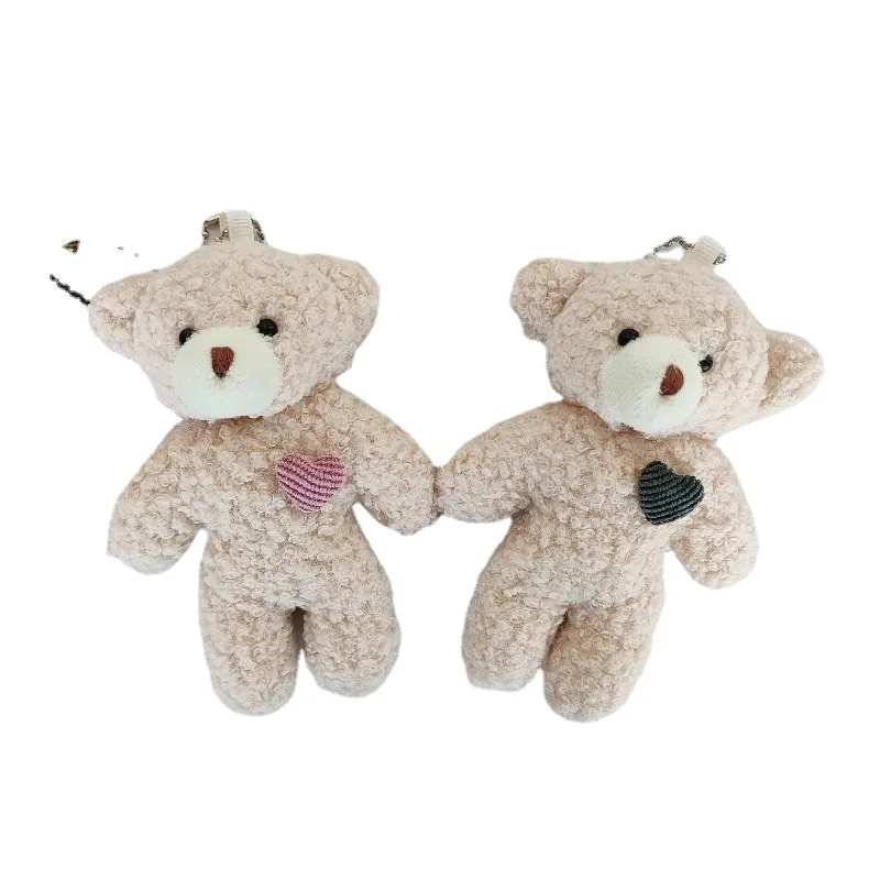 Porte-clés en peluche en coton doux pour filles et enfants, mini jouet ours mignon, lapin et chien, jouet de décompression au beurre, 11cm, Kawaii